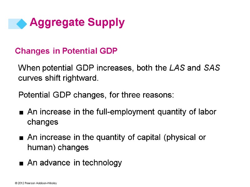 Changes in Potential GDP When potential GDP increases, both the LAS and SAS curves
